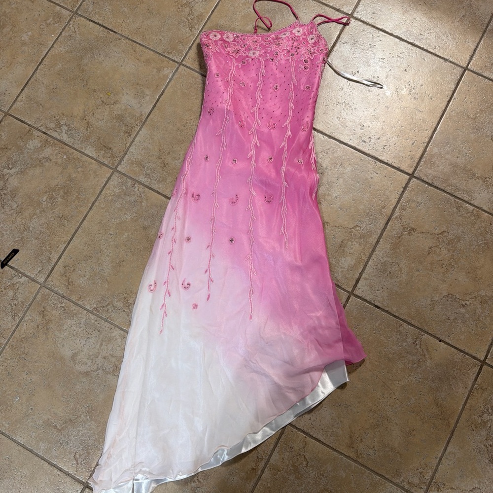 Vintage cache Y2K 100%silk  dress fairy gown one shoulder